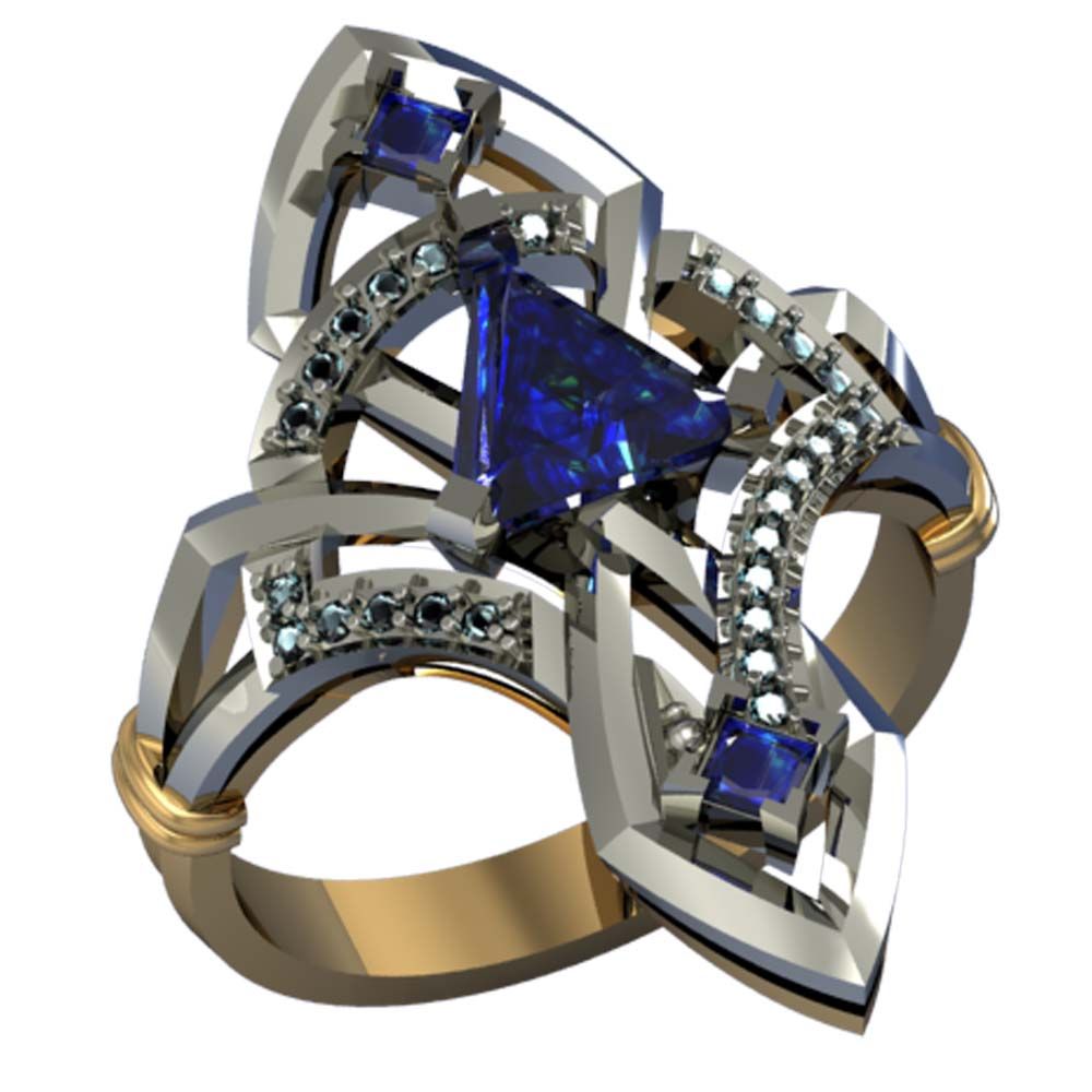 Перстень из красного+белого золота  с топазом (модель 02-1021.0.4220)