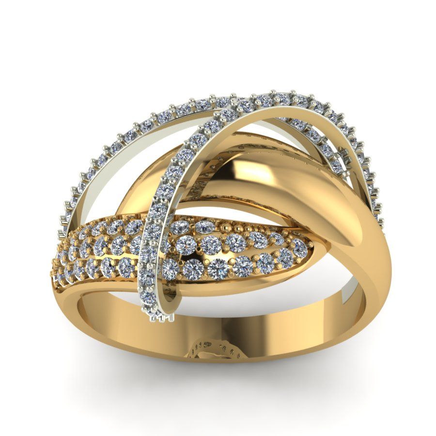 Перстень из красного+белого золота  с цирконием (модель 02-1319.0.4401)