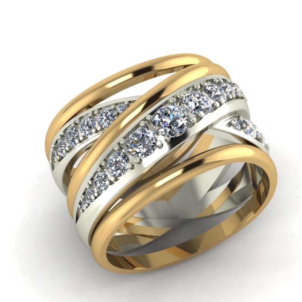 Перстень из красного+белого золота  с цирконием (модель 02-1746.0.4401)