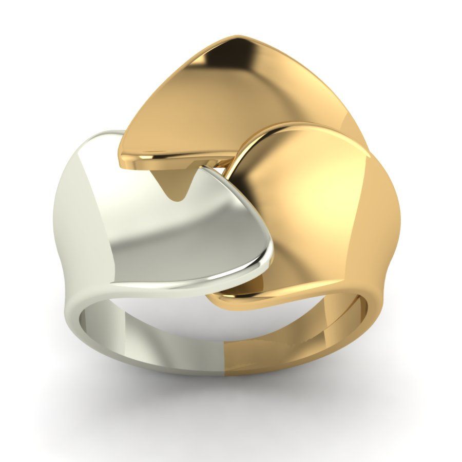 Перстень из красного+белого золота  (модель 02-1304.0.4000)