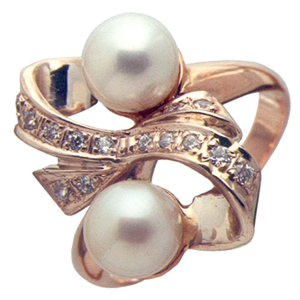 Перстень из белого золота  с жемчугом (модель 02-0082.0.2310)