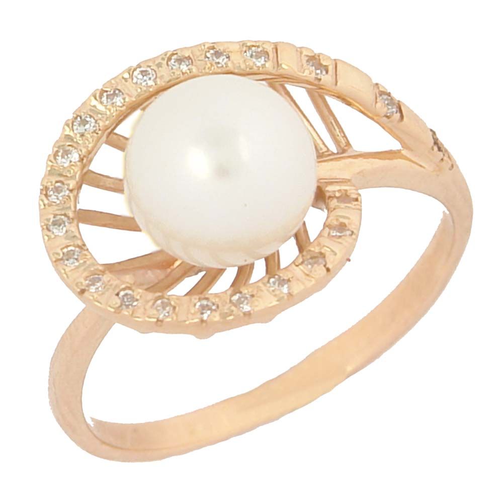 Перстень из белого золота  с жемчугом (модель 02-0265.0.2311)