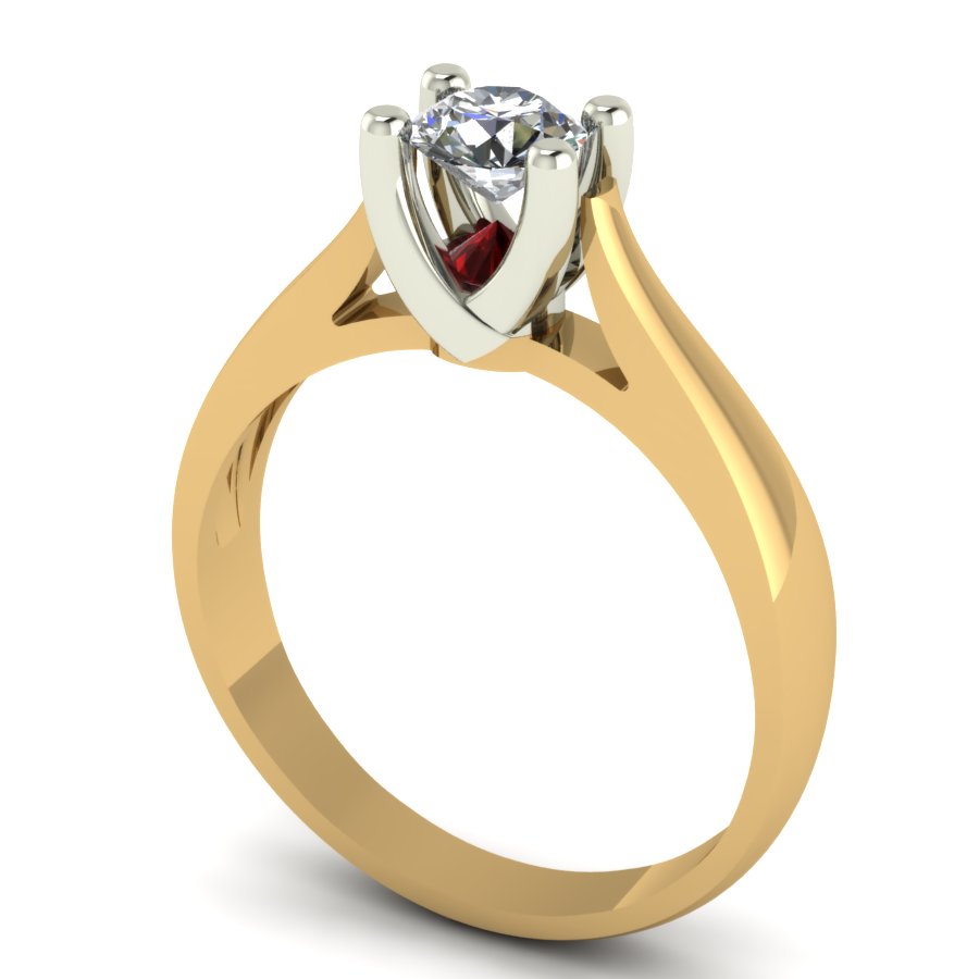 Перстень из красного+белого золота  с корундом синтетич (модель 02-1238.0.4406) - 3