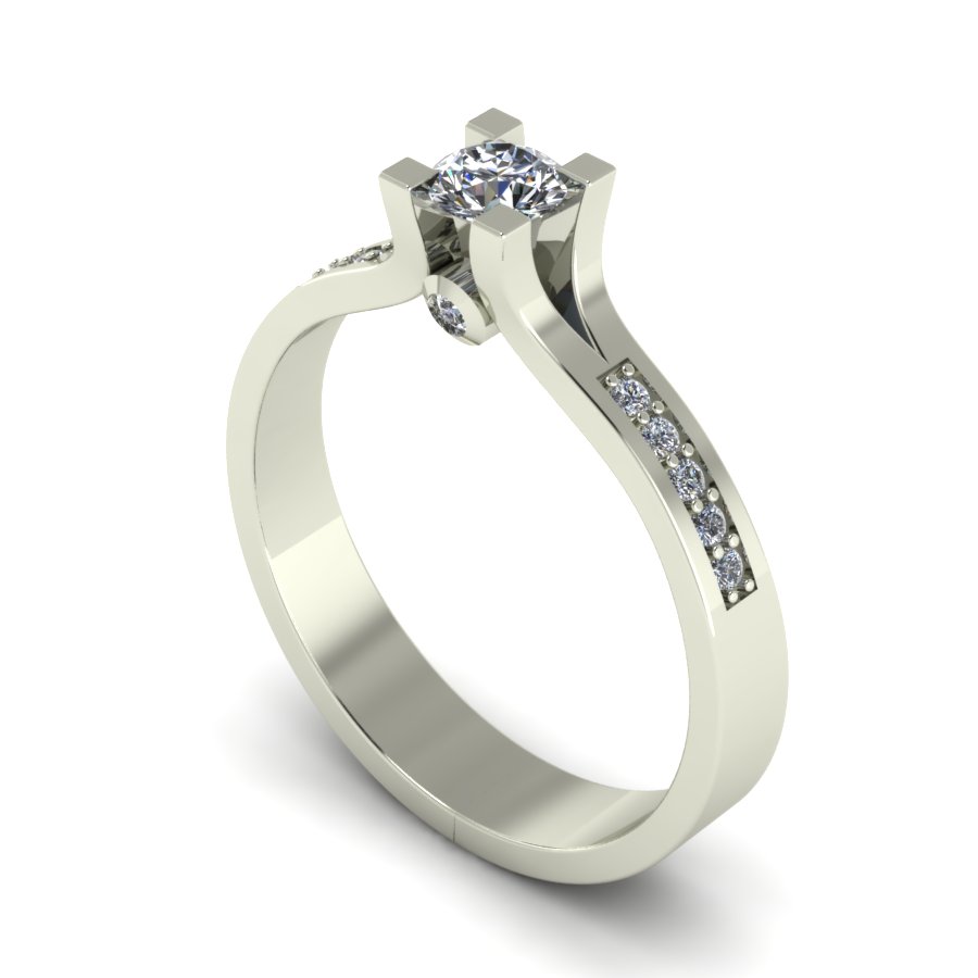 Перстень из белого золота  с бриллиантом (модель 02-1524.0.2110) - 1
