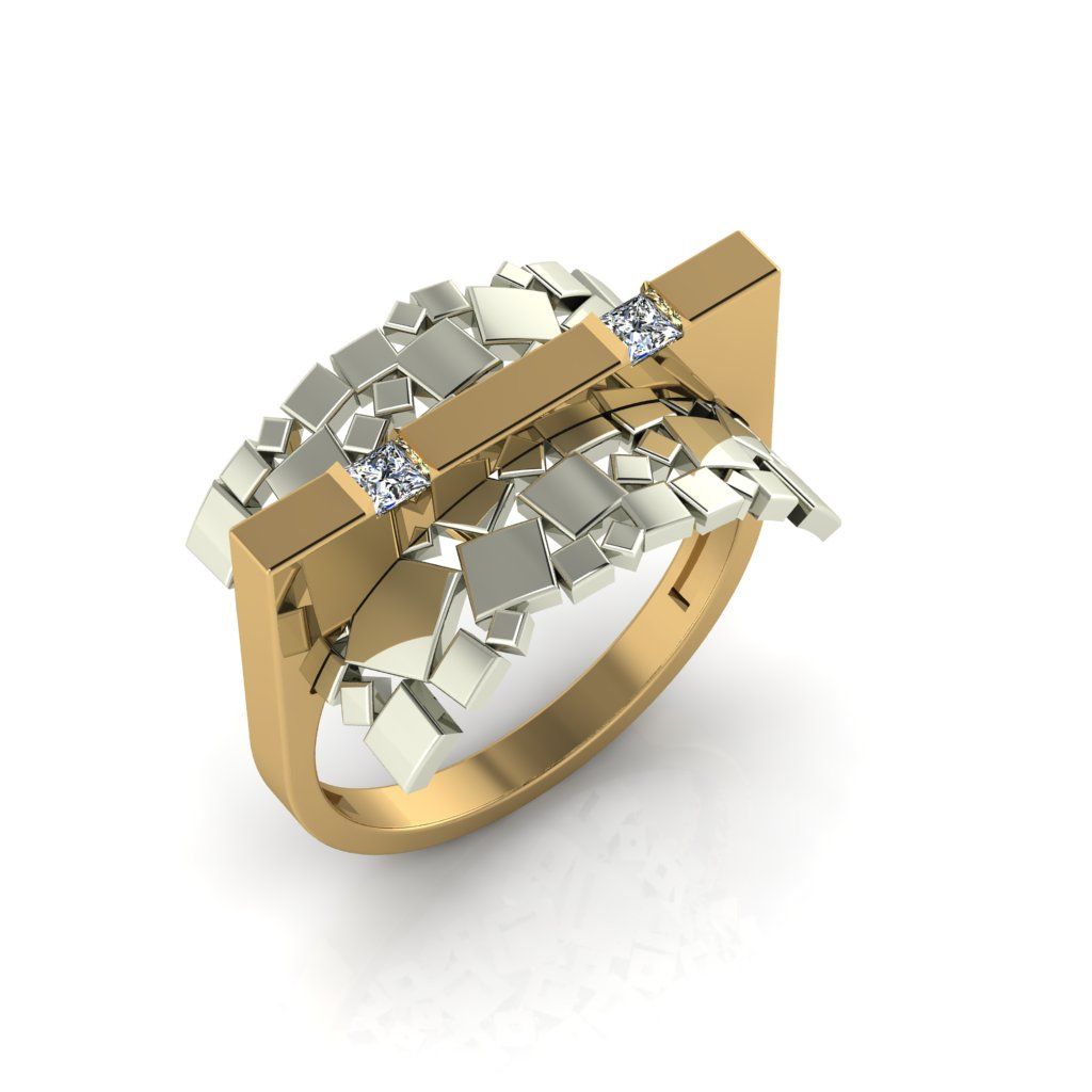 Перстень из красного золота  с цирконием (модель 02-2374.0.1401)