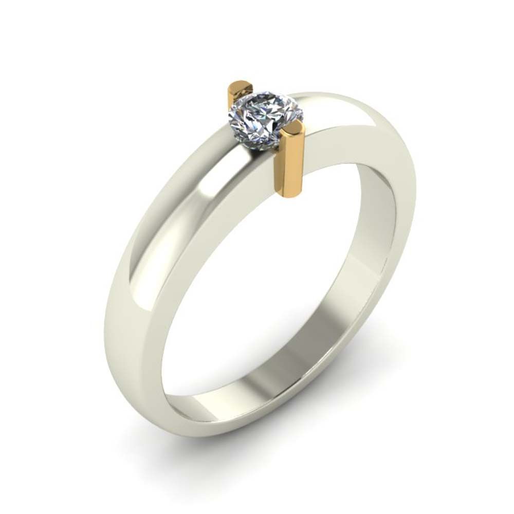 Перстень из красного+белого золота  с бриллиантом (модель 02-1558.0.4110)