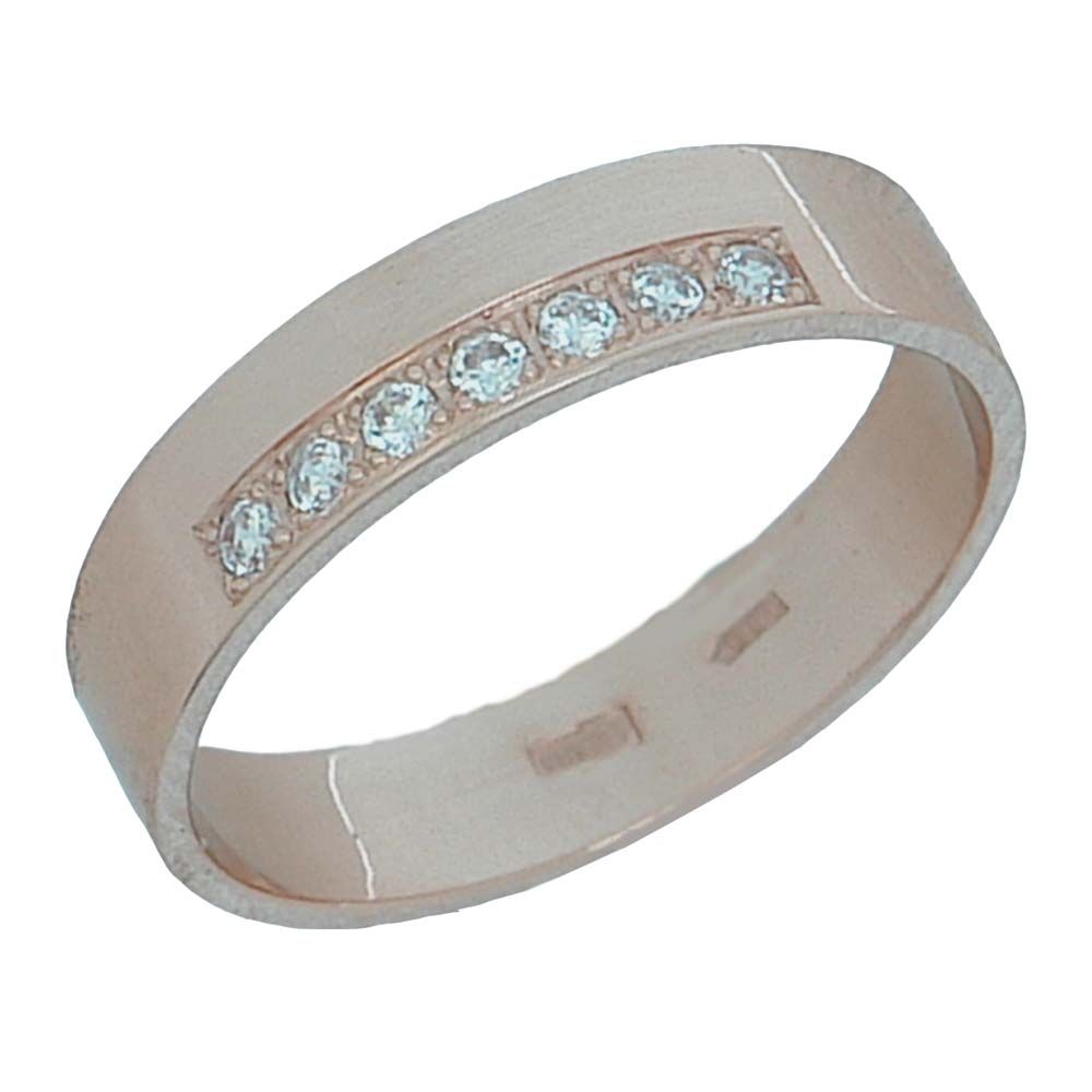 Обручальное кольцо из белого золота  с цирконием (модель 04-0140.0.2401)