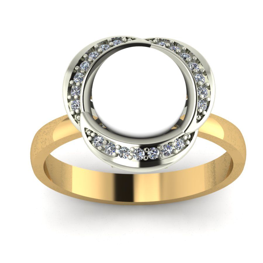 Перстень из красного+белого золота  с жемчугом (модель 02-1038.0.4310)