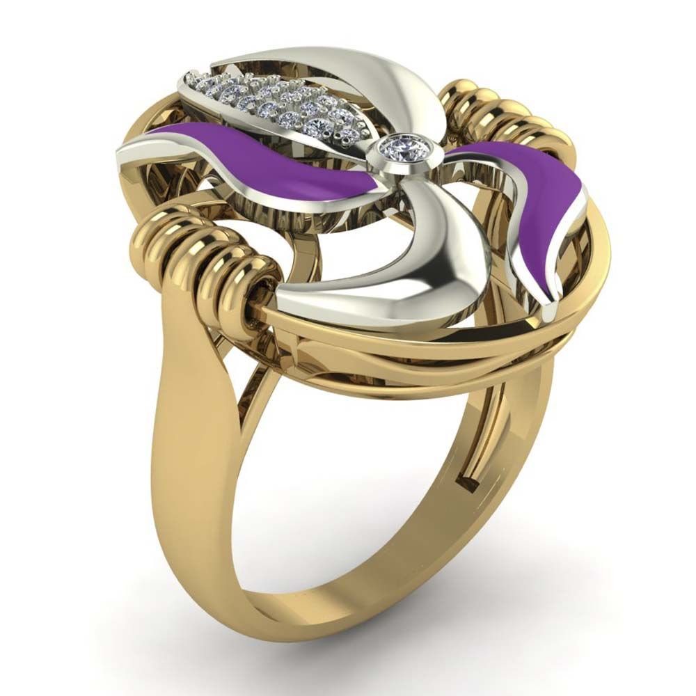 Перстень из красного+белого золота  с цирконием (модель 02-1824.0.4401)