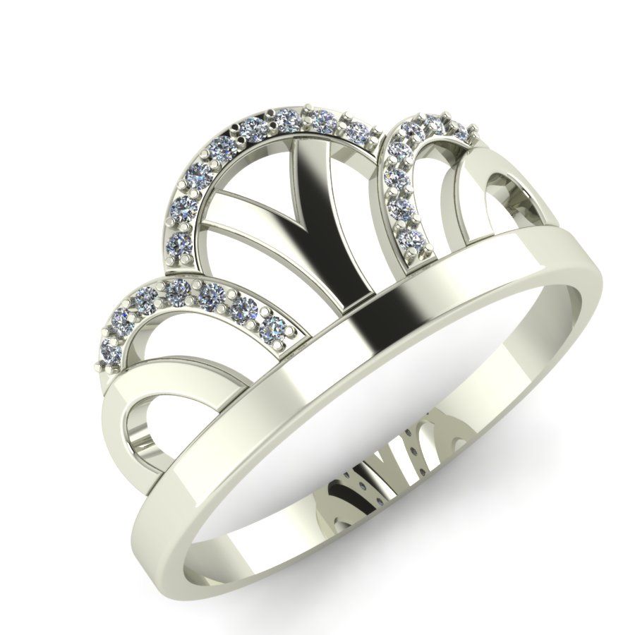 Перстень из белого золота  с цирконием (модель 02-1334.0.2401)
