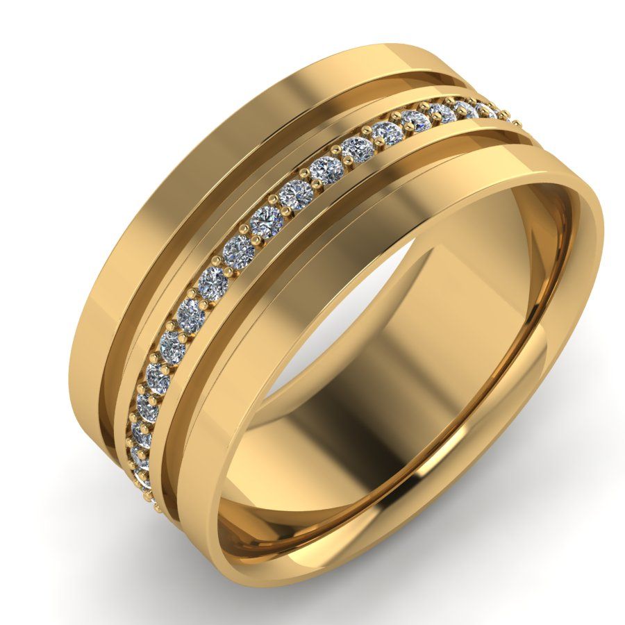 Обручальное кольцо из красного золота  с цирконием (модель 04-0163.0.1401)