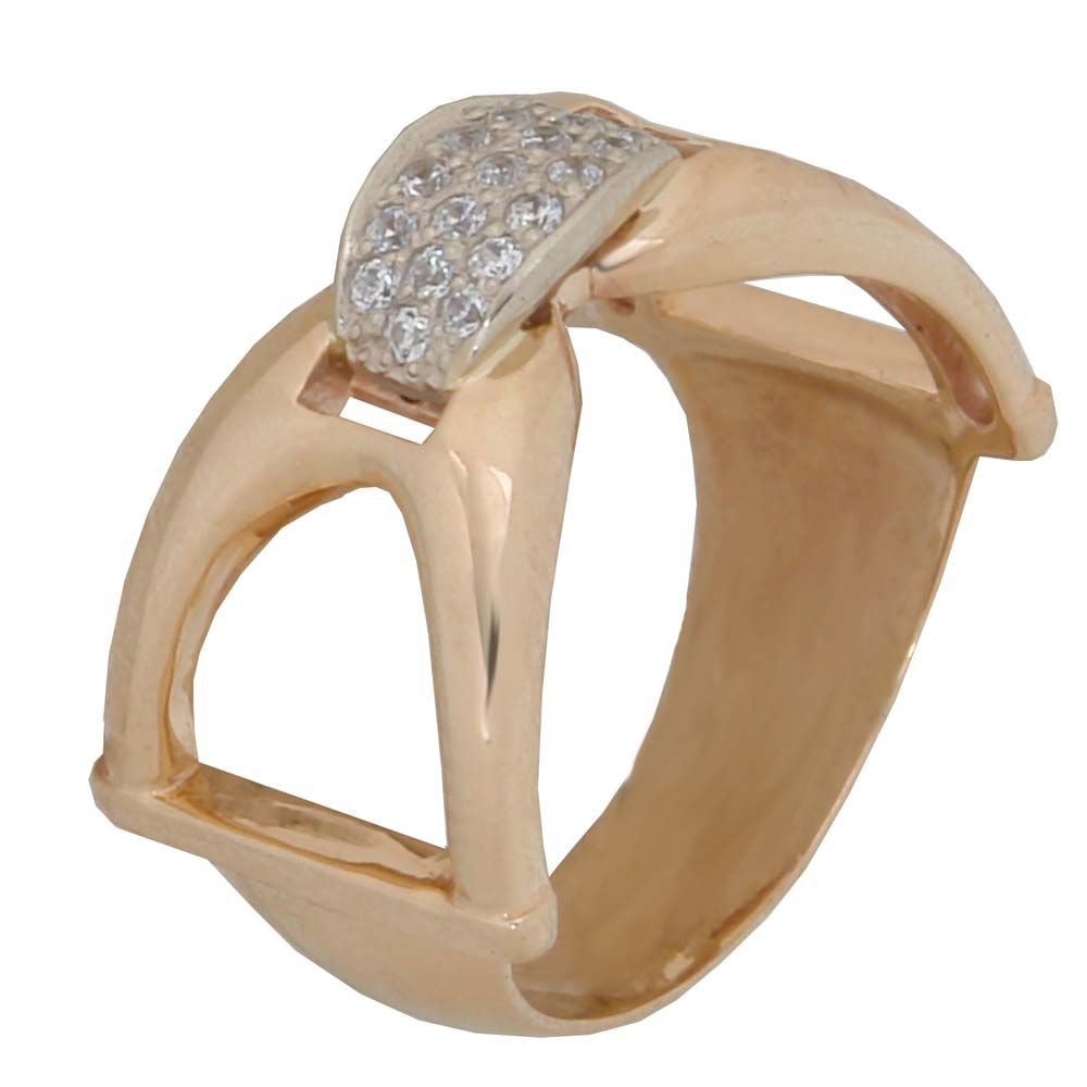Перстень из красного+белого золота  с цирконием (модель 02-0862.0.4401)