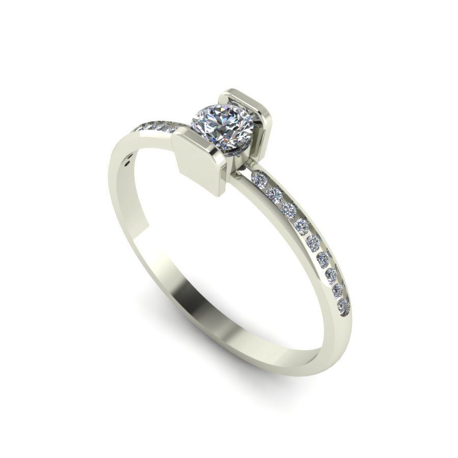 Перстень из белого золота  с бриллиантом (модель 02-1338.0.2110) - 2