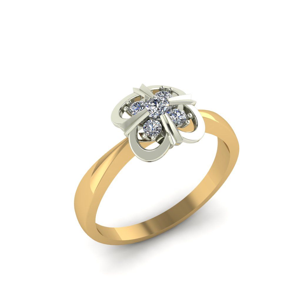 Перстень из красного+белого золота  с цирконием (модель 02-2508.0.4401)