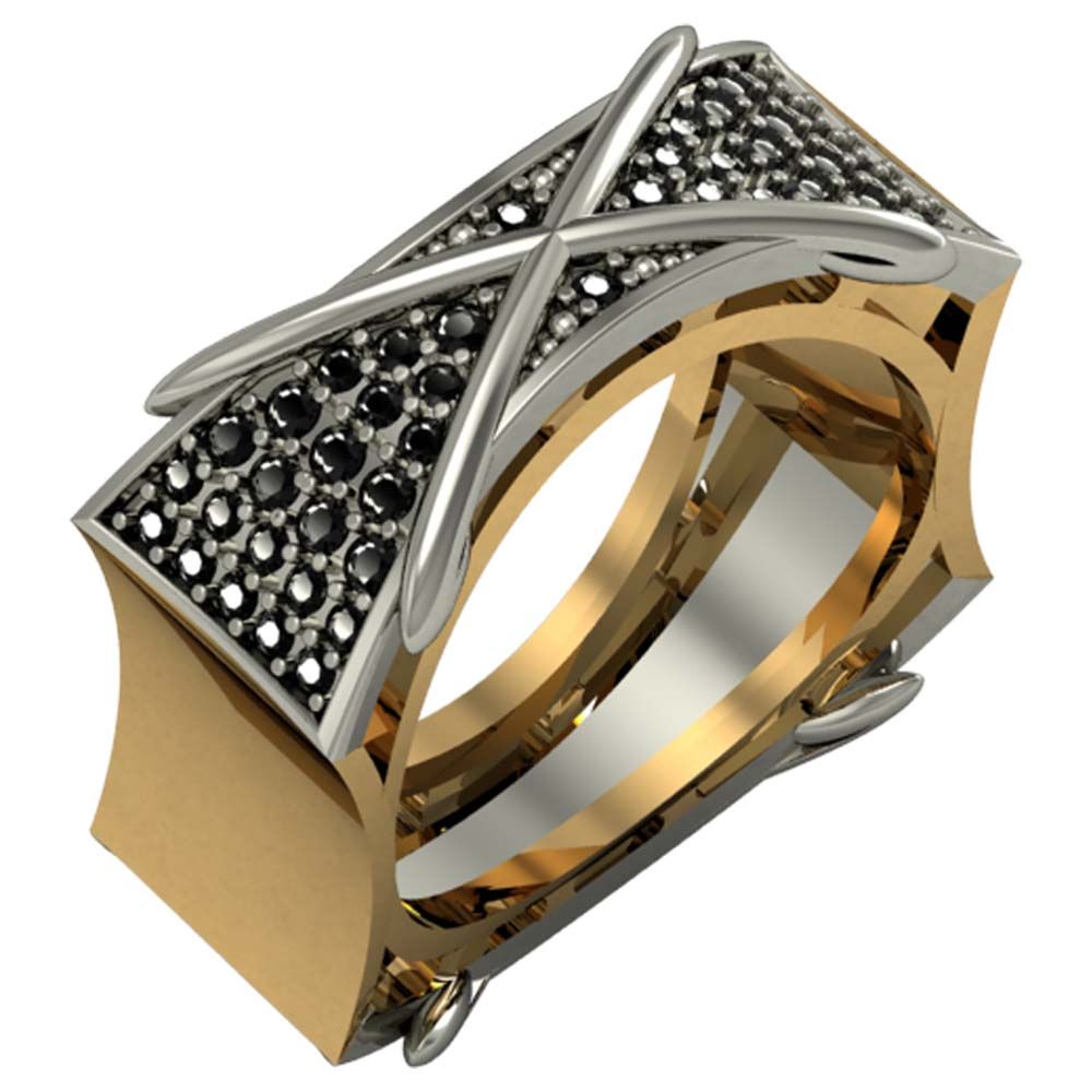 Перстень из красного+белого золота  с цирконием (модель 02-1072.0.4402)