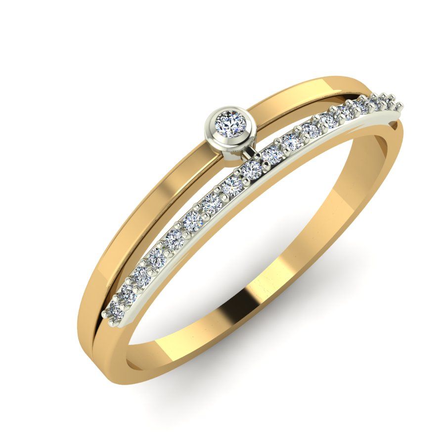 Перстень из красного+белого золота  с цирконием (модель 02-2153.0.4401)