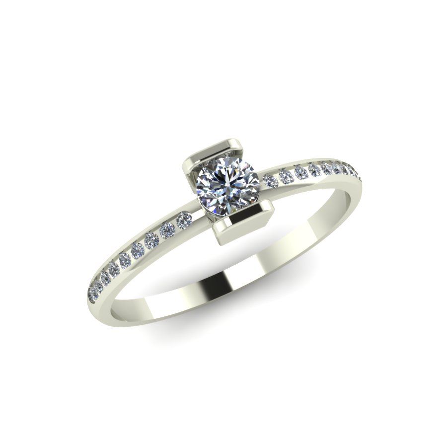Перстень из белого золота  с бриллиантом (модель 02-1338.0.2110)