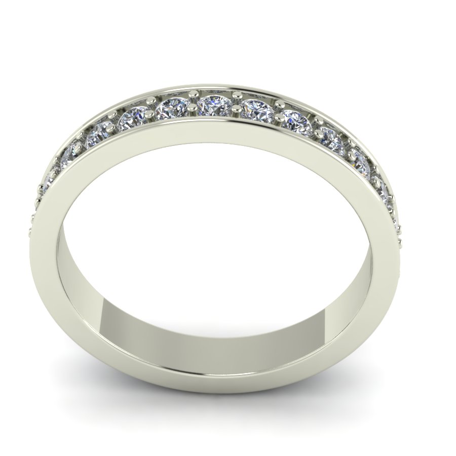 Обручальное кольцо из белого золота  с цирконием (модель 04-0143.0.2401) - 2