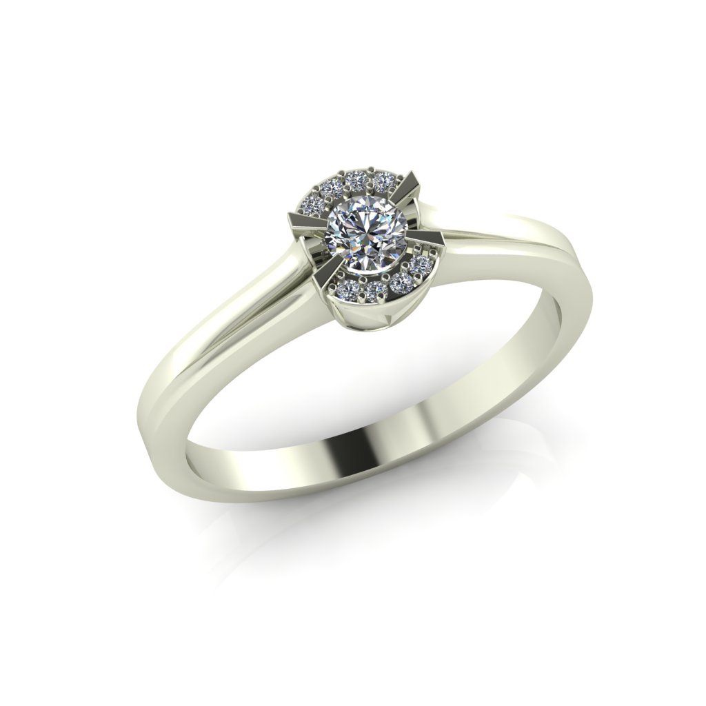 Перстень из красного+белого золота  с бриллиантом (модель 02-2534.0.4110)