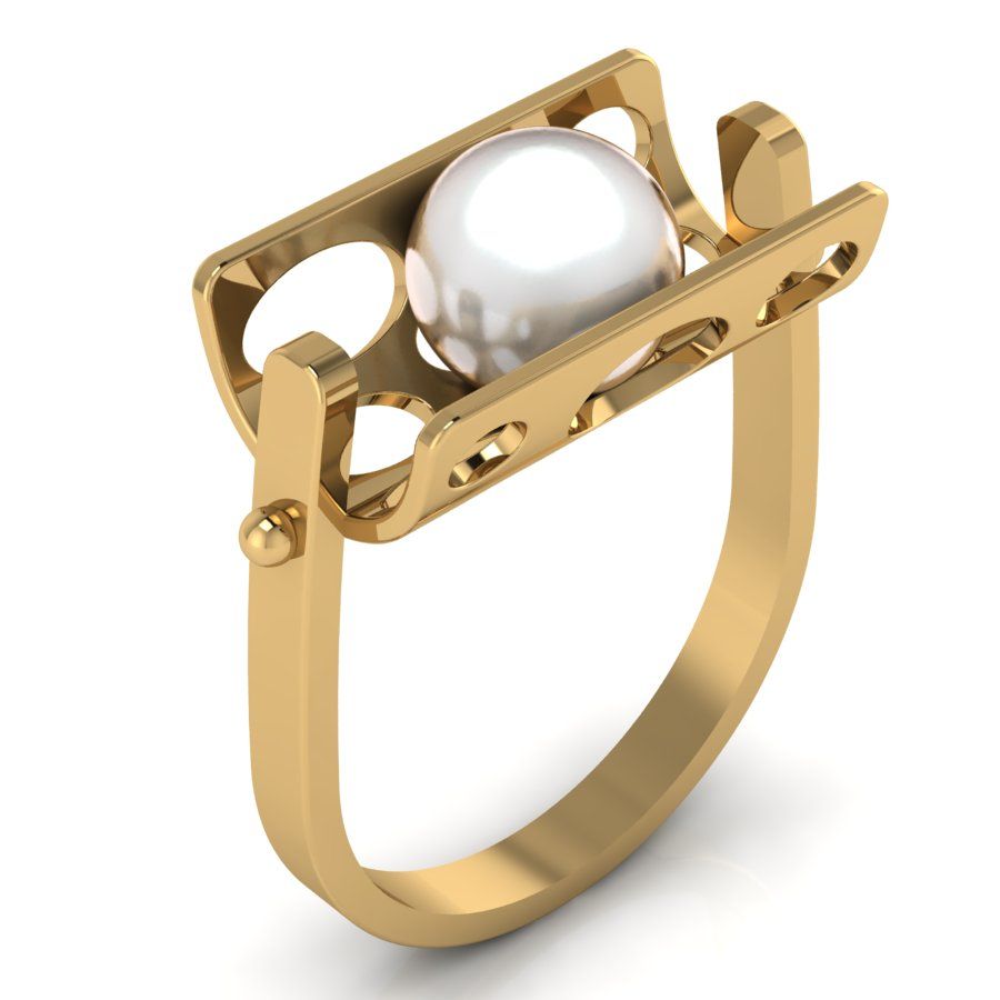 Перстень из красного золота  с жемчугом (модель 02-2305.0.1310)