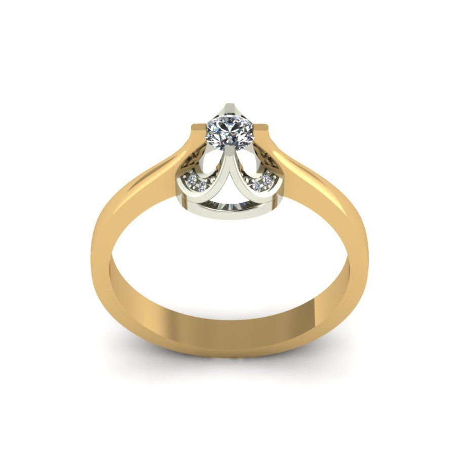 Перстень из красного+белого золота  с бриллиантом (модель 02-1361.0.4110)