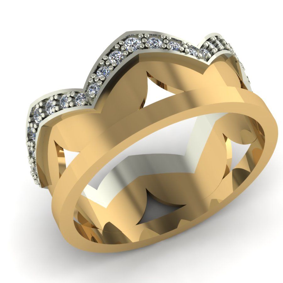 Перстень из красного+белого золота  с цирконием (модель 02-1088.0.4401)