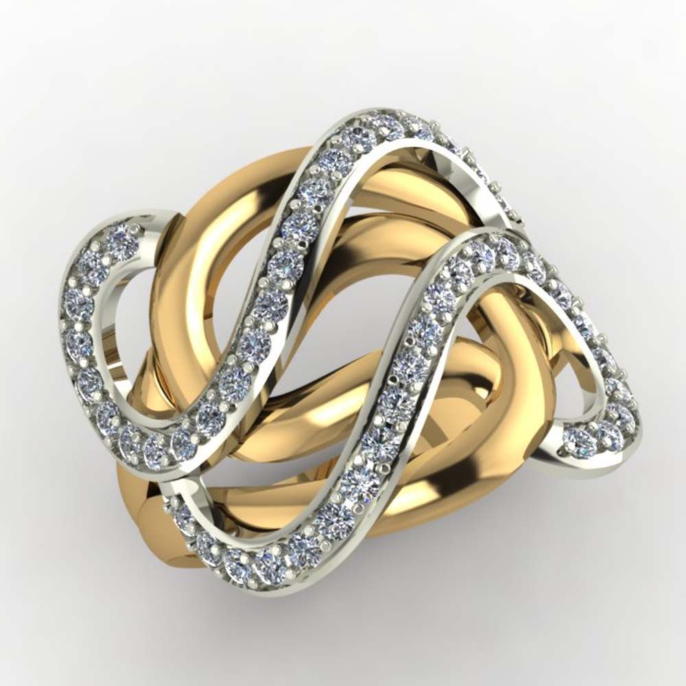 Перстень из красного+белого золота  с цирконием (модель 02-1376.0.4401)
