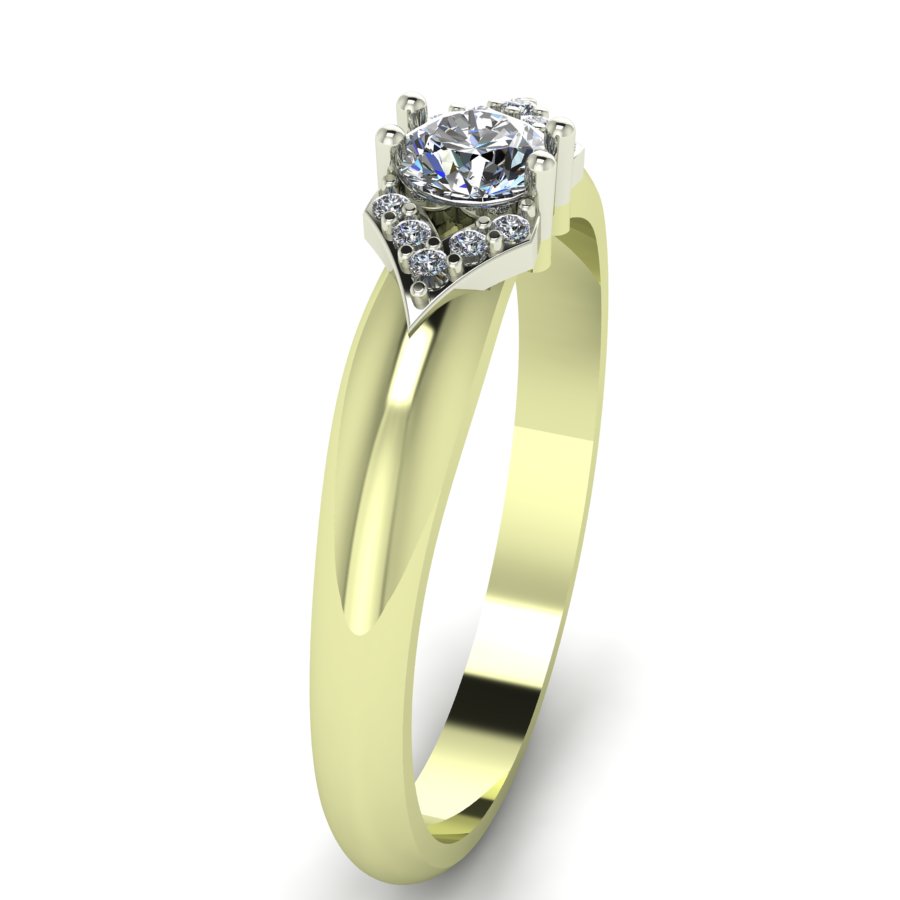 Перстень из лимонного+белого золота  с цирконием (модель 02-1631.0.5401) - 2