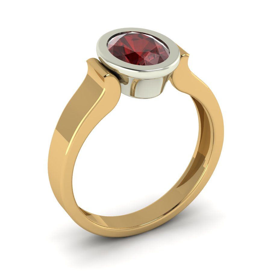 Перстень из красного+белого золота  с гранатом (модель 02-1261.0.4210)