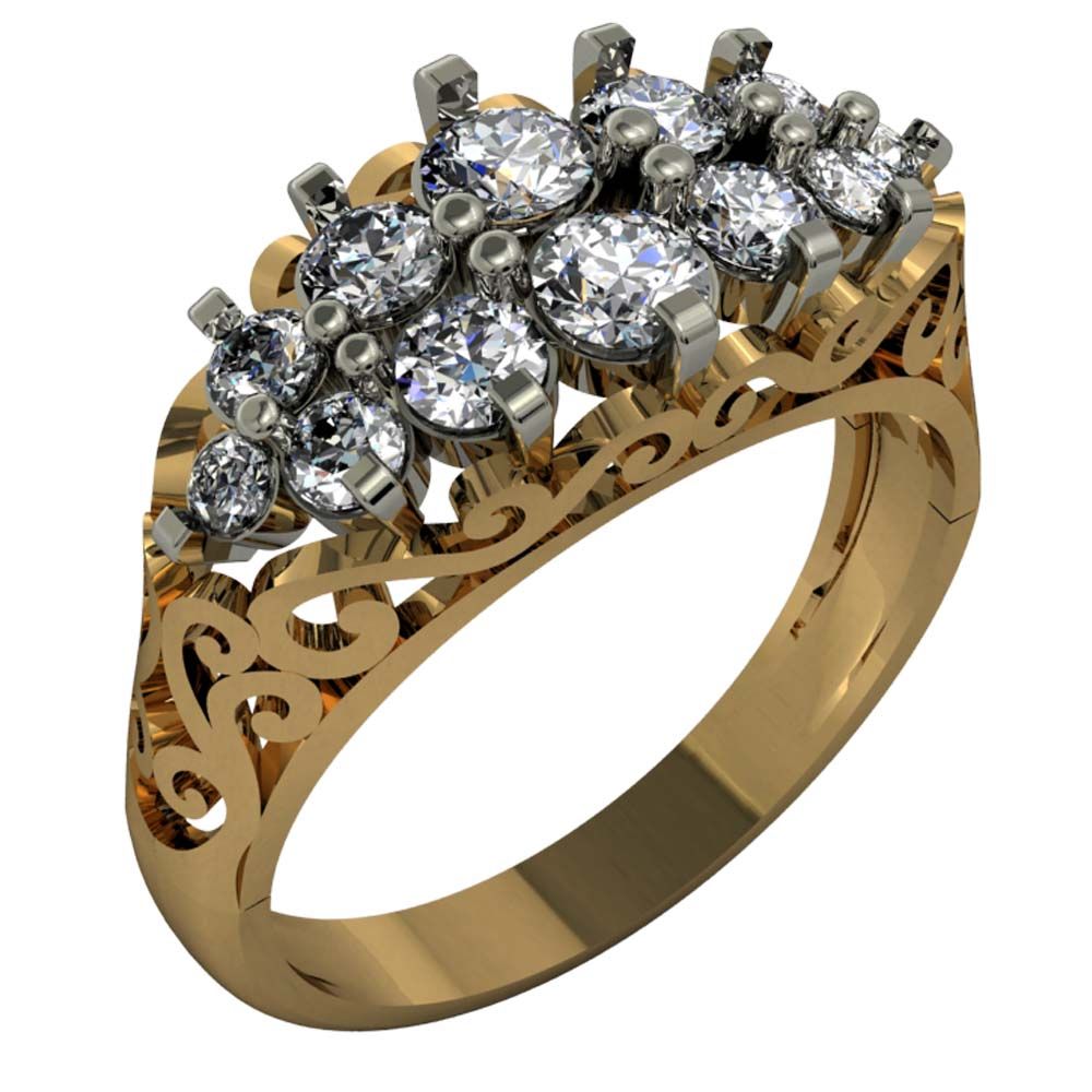 Перстень из красного+белого золота  с цирконием (модель 02-1216.0.4401)