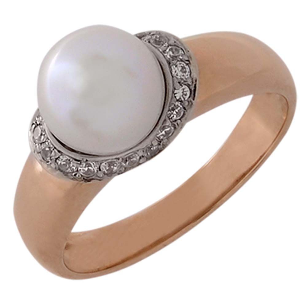 Перстень из белого золота  с жемчугом (модель 02-0062.0.2310)
