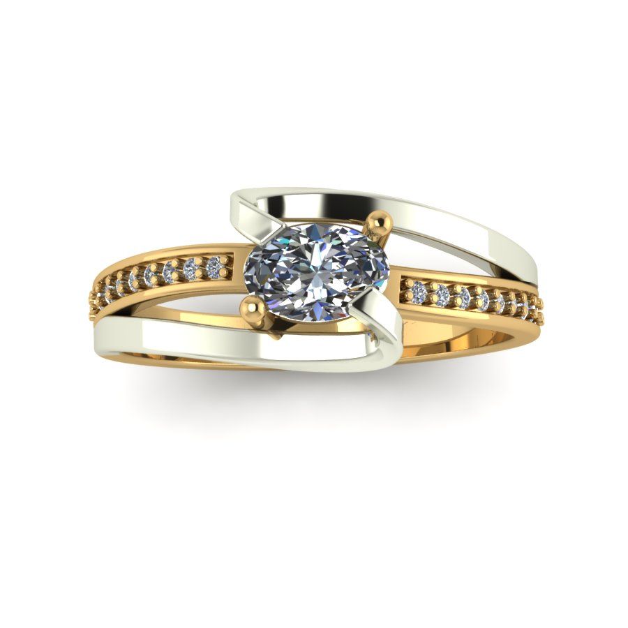 Перстень из белого золота  с цирконием (модель 02-1707.0.2401)