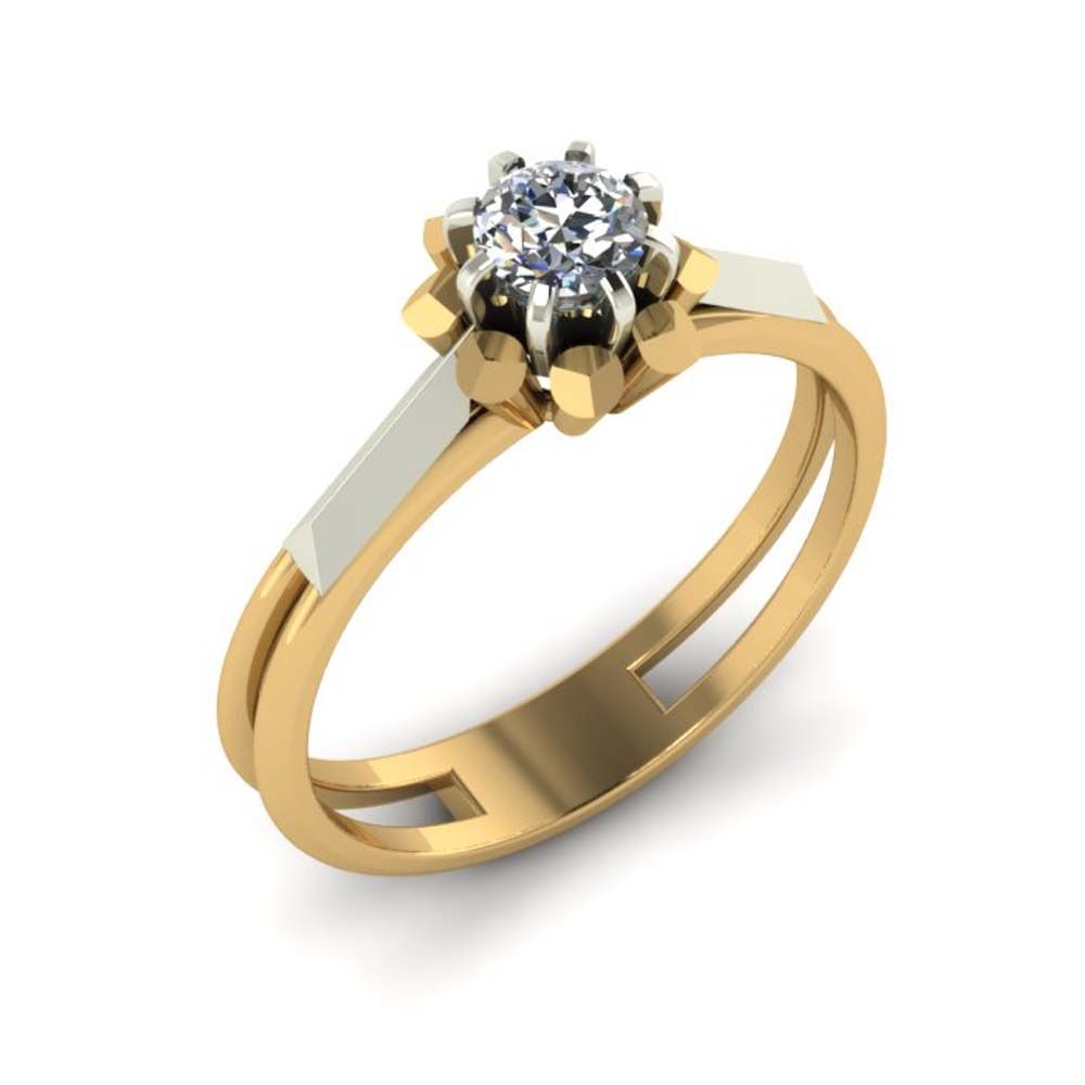 Перстень из красного+белого золота  с цирконием (модель 02-1544.0.4401)