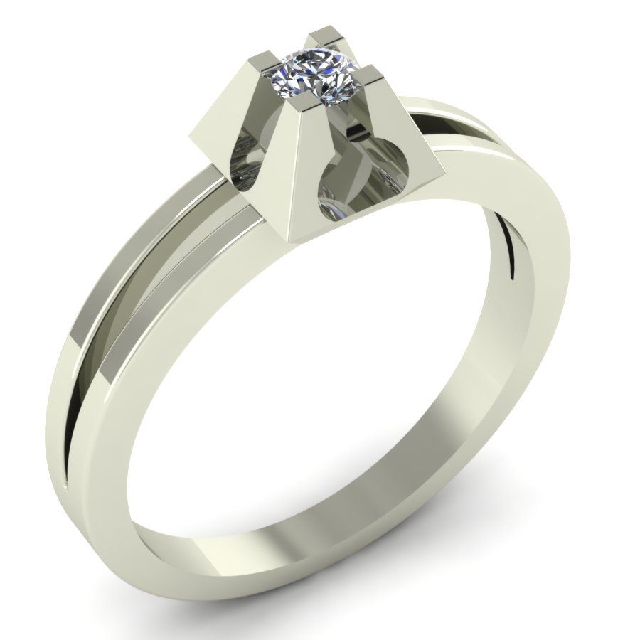 Перстень из белого золота  с бриллиантом (модель 02-1446.0.2110)