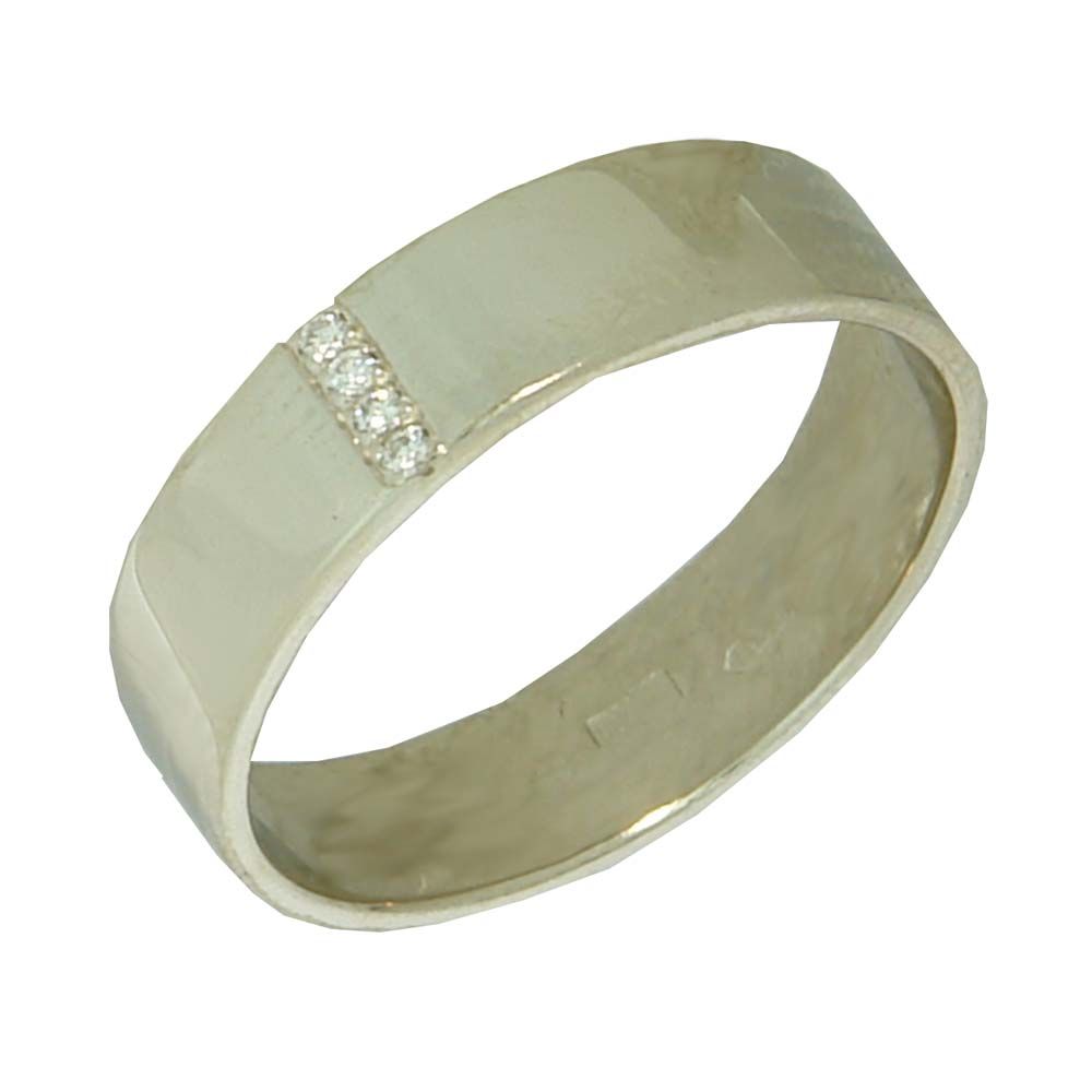 Обручальное кольцо из белого золота  с цирконием (модель 04-0139.0.2401)