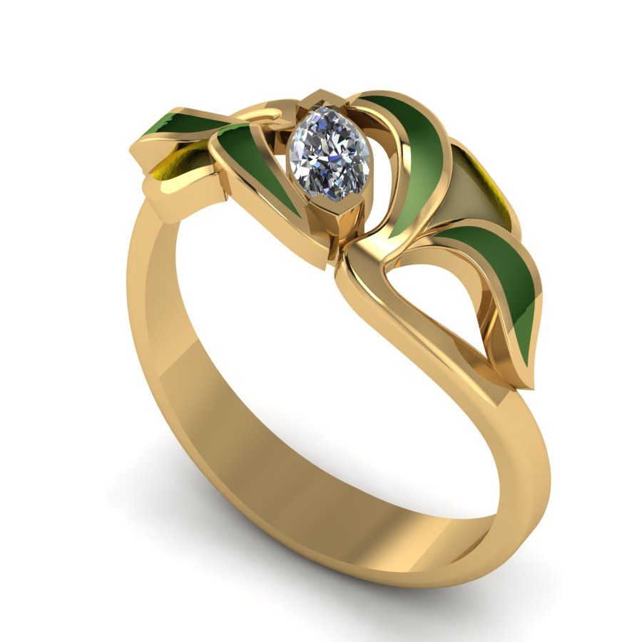 Перстень из красного золота  с цирконием (модель 02-1945.0.1401)