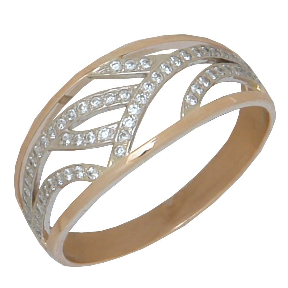 Перстень из красного+белого золота  с цирконием (модель 02-0952.0.4401)