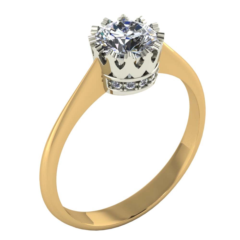 Перстень из красного+белого золота  с цирконием (модель 02-1351.0.4401)