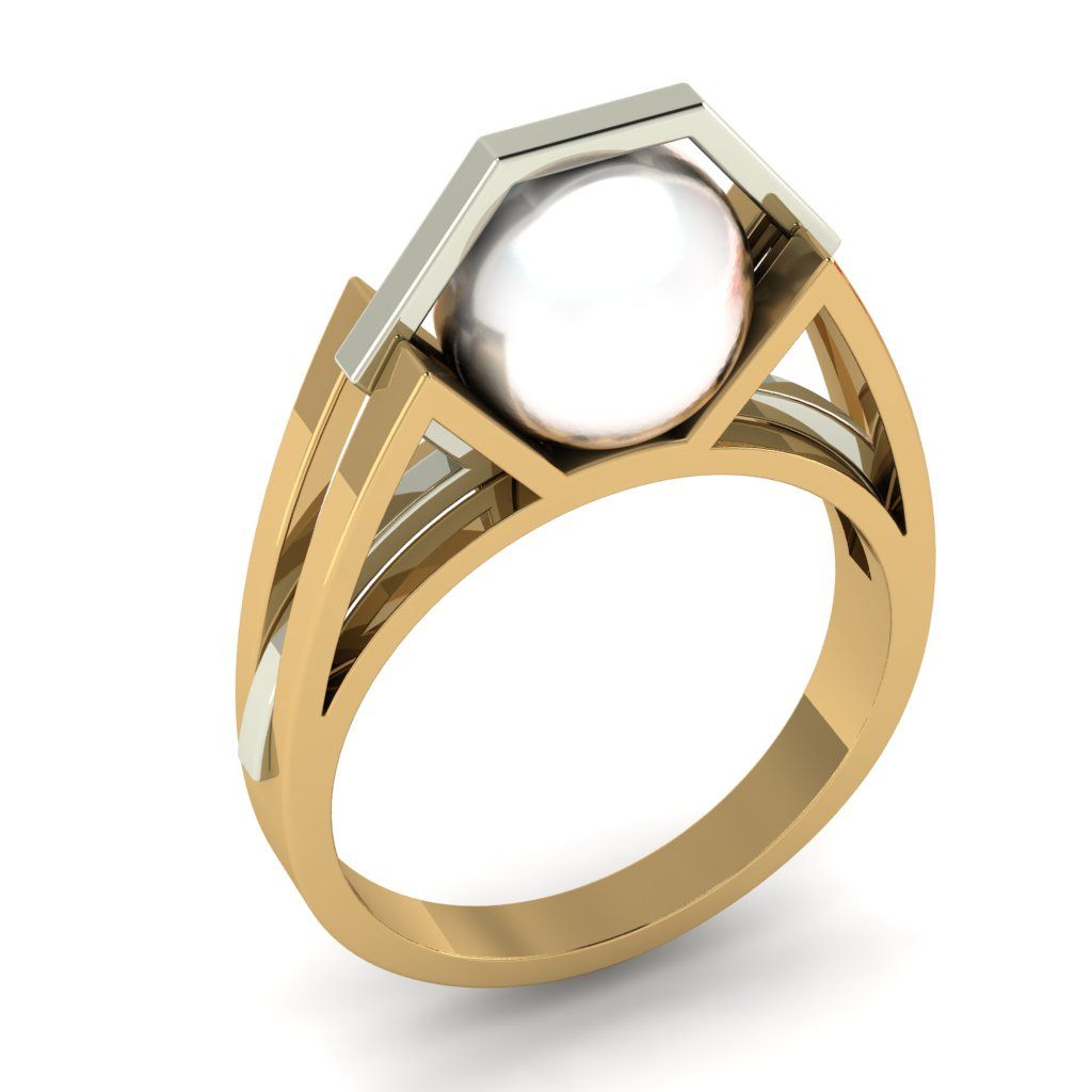 Перстень из красного+белого золота  с жемчугом (модель 02-2694.0.4310)