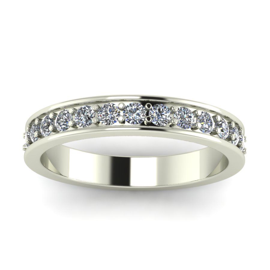 Обручальное кольцо из белого золота  с цирконием (модель 04-0143.0.2401)
