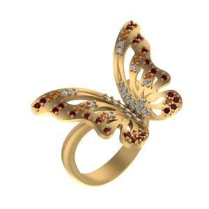 золотое кольцо с бабочкой Malva