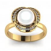 Перстень из красного золота  с жемчугом (модель 02-1038.0.1310)
