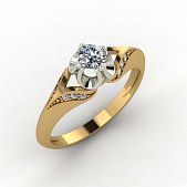 Перстень из красного+белого золота  с цирконием (модель 02-1426.0.4401)