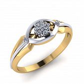 Перстень из красного+белого золота  с цирконием (модель 02-1457.0.4401)