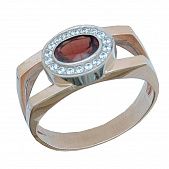 Перстень из красного+белого золота  с гранатом (модель 02-0600.0.4210)