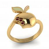 Перстень из красного золота  с корундом синтетич (модель 02-1019.0.1406)