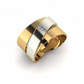 Перстень из красного+белого золота  с цирконием (модель 02-1453.0.4401)