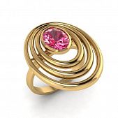 Перстень из красного золота  с рубелитом (модель 02-2847.0.1246)