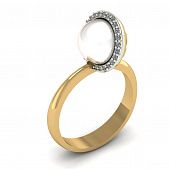 Перстень из красного+белого золота  с жемчугом (модель 02-2064.0.4310)