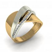Перстень из красного+белого золота  с цирконием (модель 02-1750.0.4401)